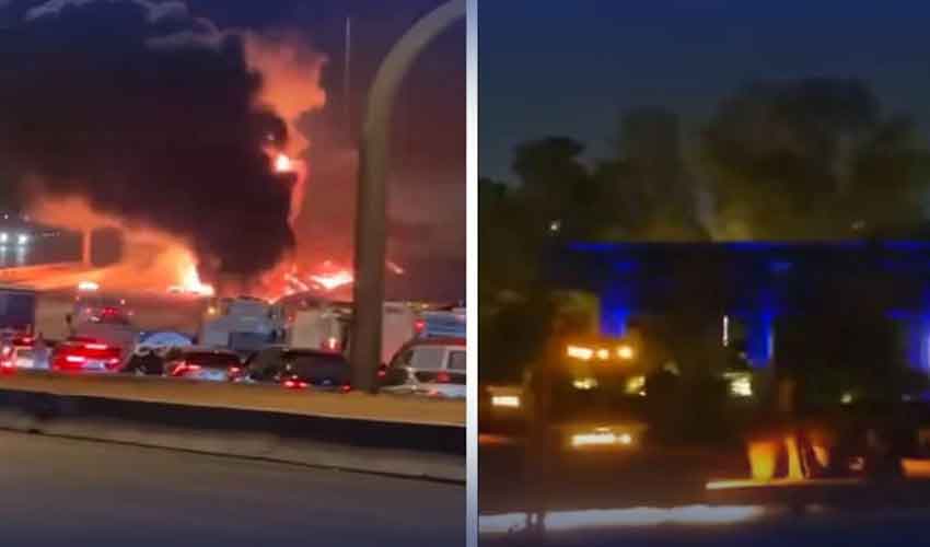 ریاض میں امریکی سفارتخانے پر ڈرون حملے کے بعد آتشزدگی